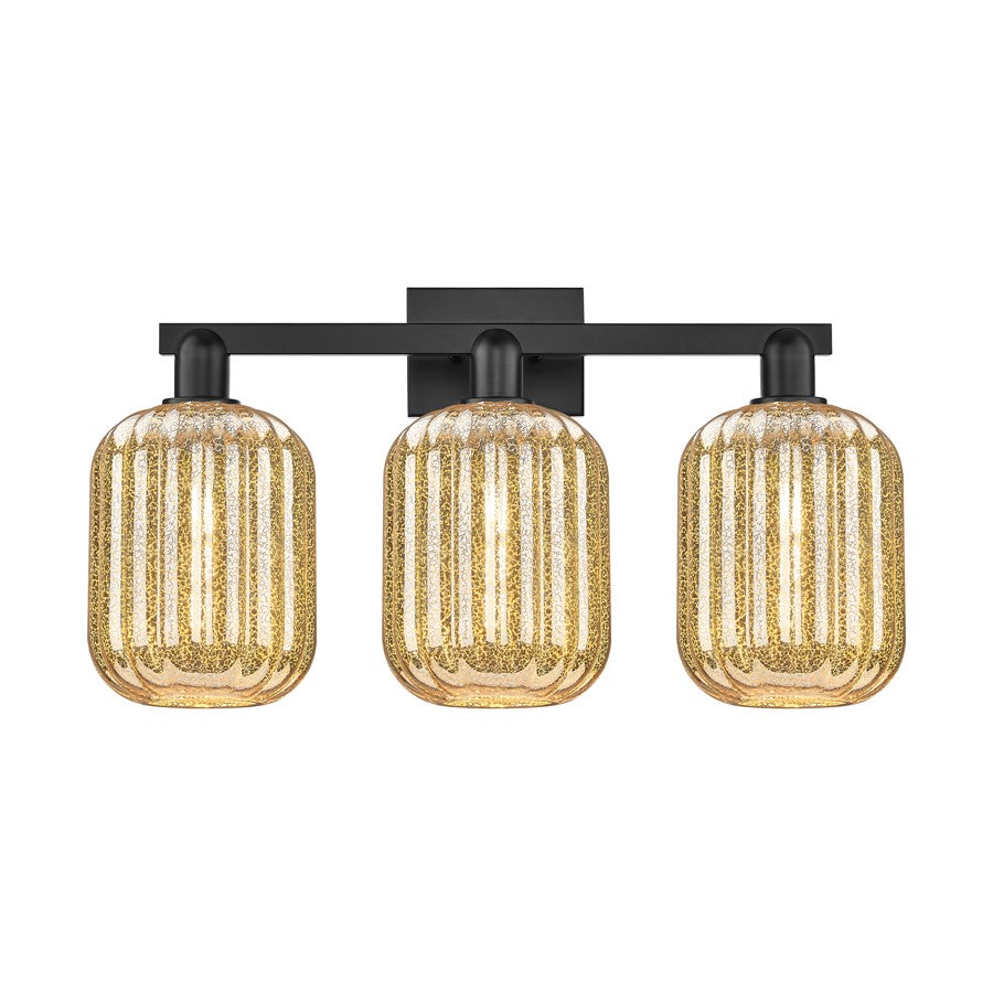 Innovations Preston 3Lt 26" Jar Bath Light, Black/Mercury - 716-3W-BK-G460-7ME