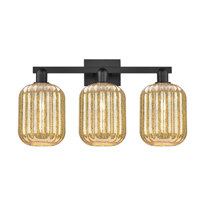 Innovations Preston 3Lt 26" Jar Bath Light, Black/Mercury - 716-3W-BK-G460-7ME