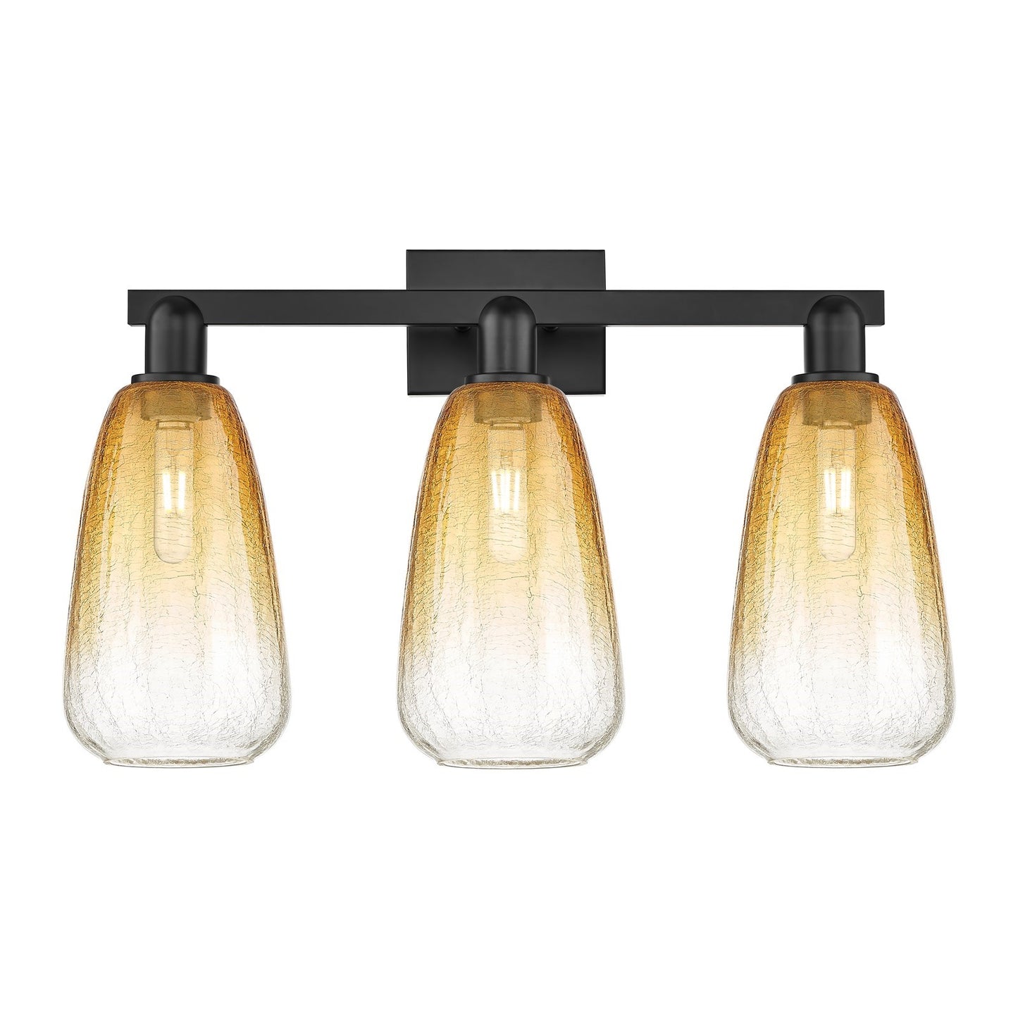 Innovations Brookhaven Almond 25in 3-Light Bath Vanity | Industrial Matte Black Steel and Amber Glass | Bathroom Vanity | 25 x | Model 716-3W-BK-G480-6AM