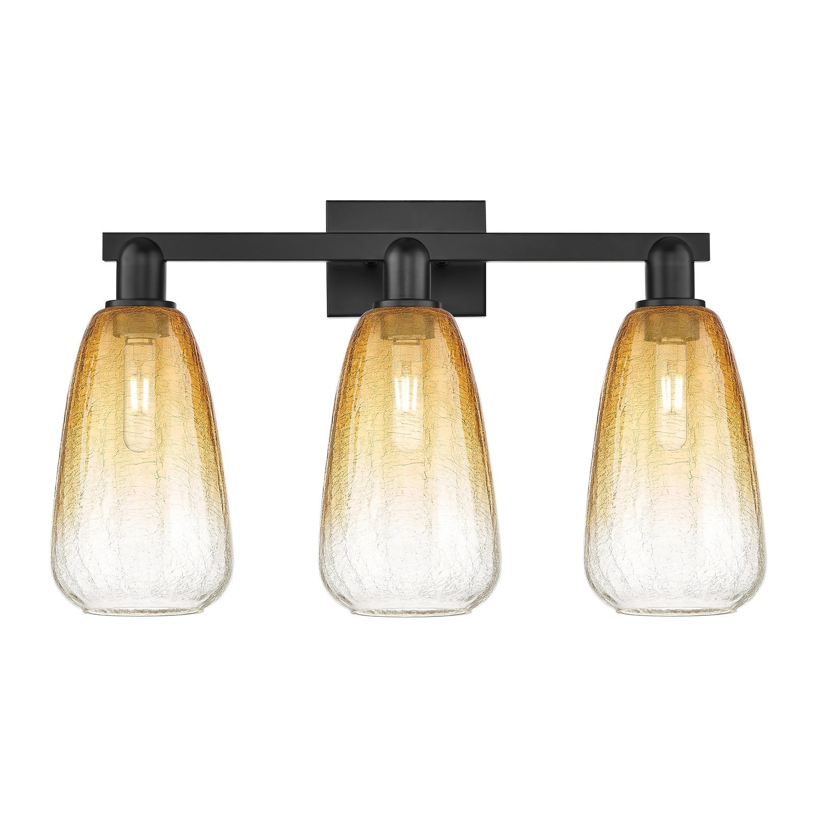 Innovations Brookhaven Almond 25in 3-Light Bath Vanity | Industrial Matte Black Steel and Amber Glass | Bathroom Vanity | 25 x | Model 716-3W-BK-G480-6AM