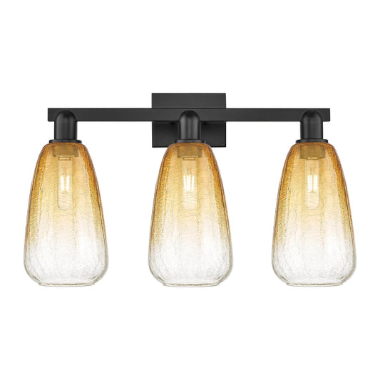 Innovations Brookhaven Almond 25in 3-Light Bath Vanity | Industrial Matte Black Steel and Amber Glass | Bathroom Vanity | 25 x | Model 716-3W-BK-G480-6AM