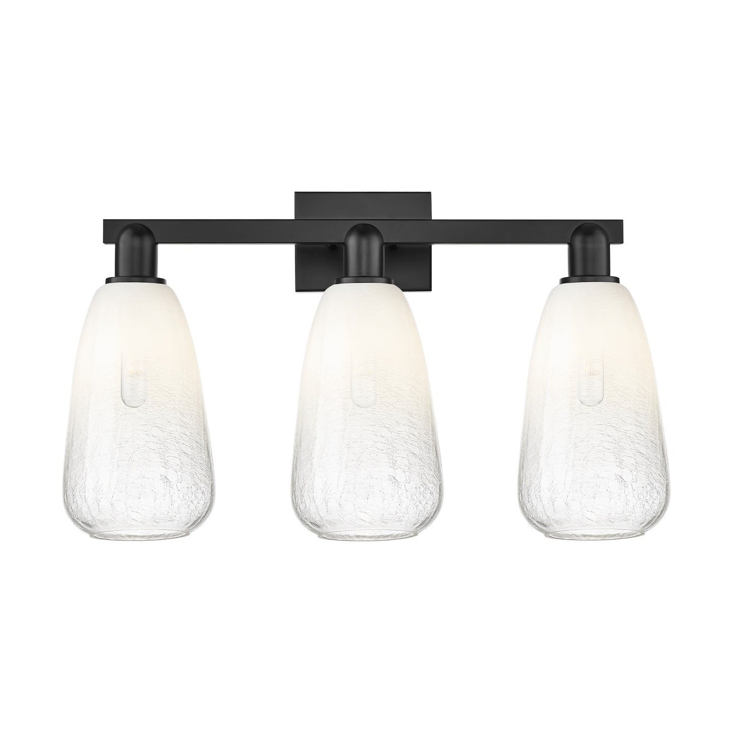 Innovations Brookhaven Almond 25in 3-Light Bath Vanity | Industrial Matte Black Steel and Opal Glass | Bathroom Vanity | 25 x | Model 716-3W-BK-G480-6OP