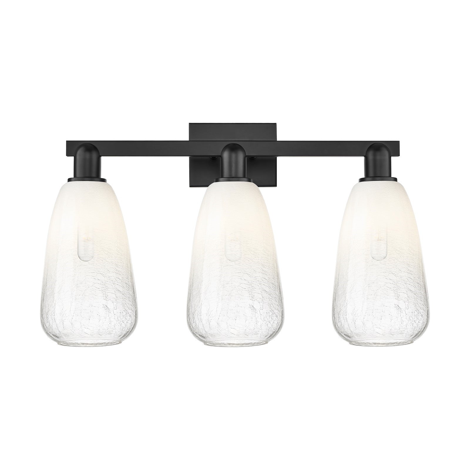 Innovations Brookhaven Almond 25in 3-Light Bath Vanity | Industrial Matte Black Steel and Opal Glass | Bathroom Vanity | 25 x | Model 716-3W-BK-G480-6OP