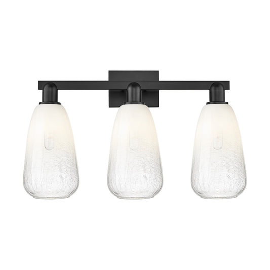 Innovations Brookhaven Almond 25in 3-Light Bath Vanity | Industrial Matte Black Steel and Opal Glass | Bathroom Vanity | 25 x | Model 716-3W-BK-G480-6OP