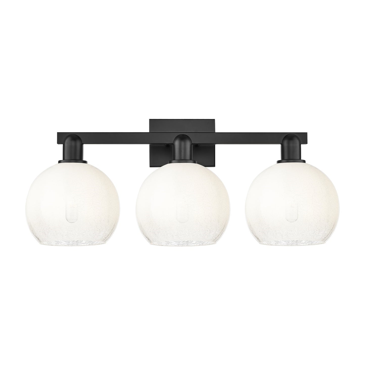 Innovations Brookhaven Globe 27in 3-Light Bath Vanity | Industrial Matte Black Steel and Opal Glass | Entryway & Hallway | 27 x | Model 716-3W-BK-G483-8OP