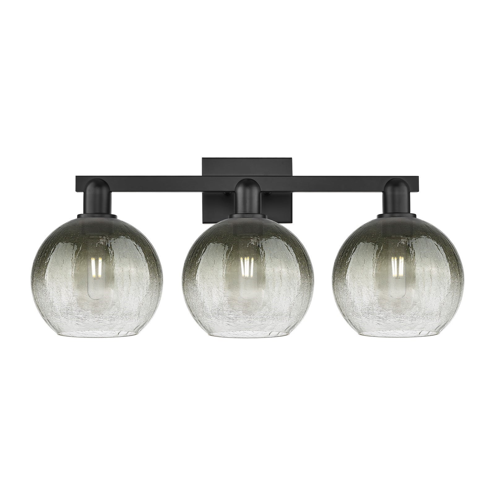 Innovations Brookhaven Globe 27in 3-Light Bath Vanity | Industrial Matte Black Steel and Slate Glass | Bathroom Vanity & Powder | Model 716-3W-BK-G483-8SL