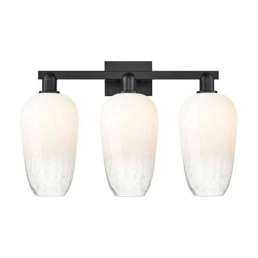 Innovations Brookhaven Flute 26in 3-Light Bath Vanity | Industrial Matte Black Steel and Opal Glass | Bathroom Vanity | 26 x | Model 716-3W-BK-G484-7OP