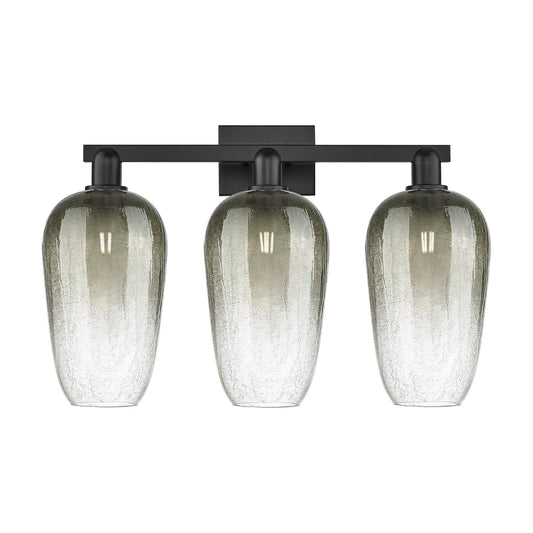 Innovations Brookhaven Flute 26in 3-Light Bath Vanity | Industrial Matte Black Steel and Slate Glass | Bathroom Vanity & Powder | Model 716-3W-BK-G484-7SL