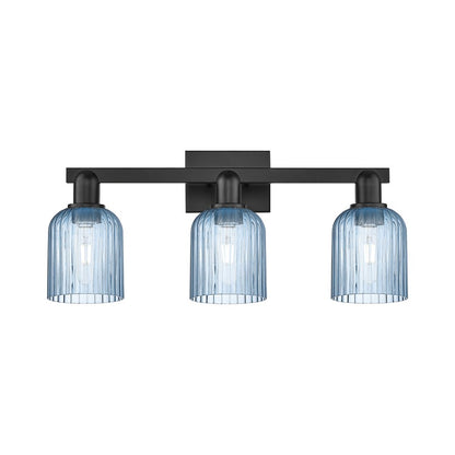 Innovations Bridal Veil 3Lt 24" Bath Light, Black/Blue - 716-3W-BK-G559-5BL