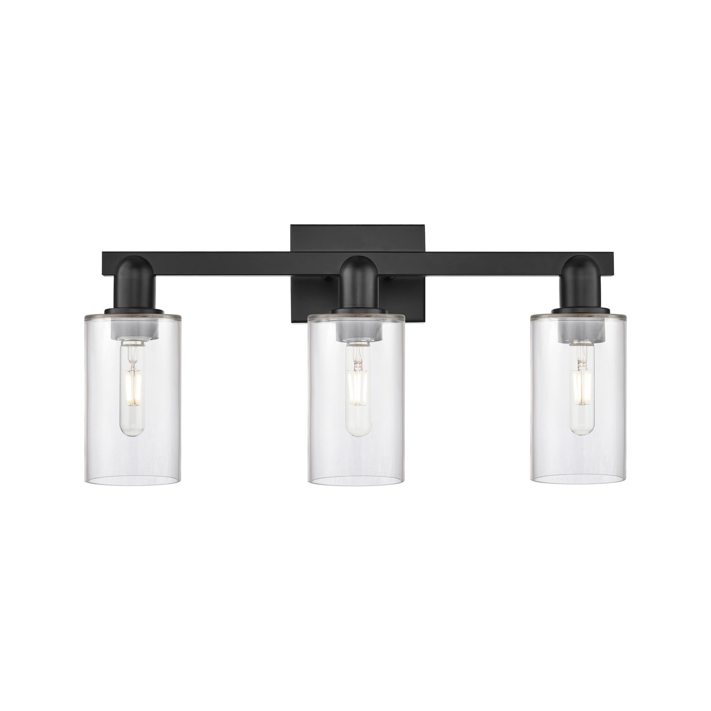 Innovations Clymer 23in 3-Light Bath Vanity Light | Industrial Matte Black Steel and Clear Glass | Bathroom Vanity | 22.88 x 10.62 | Model 716-3W-BK-G802