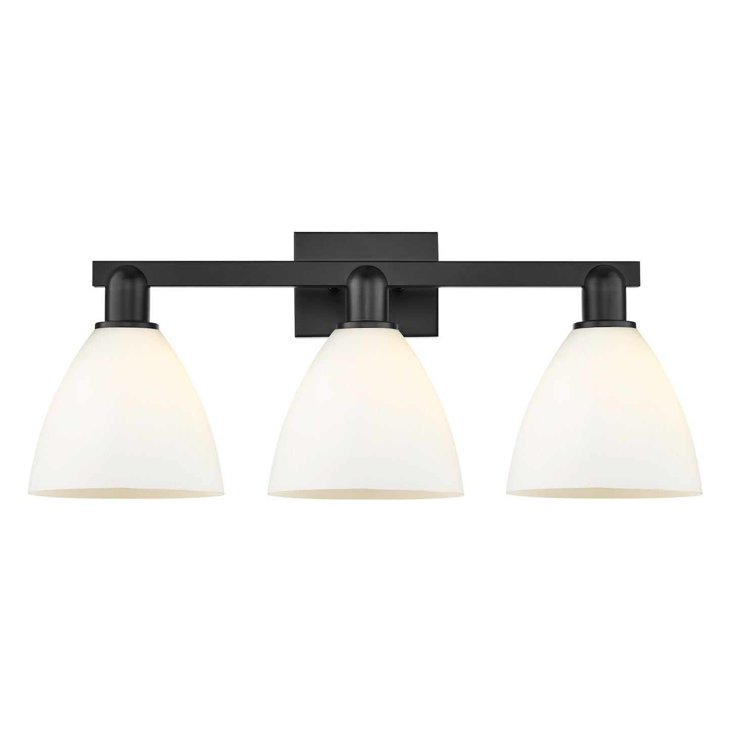 Innovations Bristol 27in 3-Light Bath Vanity Light | Industrial Matte Black Steel and Matte White Glass | Bathroom Vanity | 26.5 | Model 716-3W-BK-GBD-751