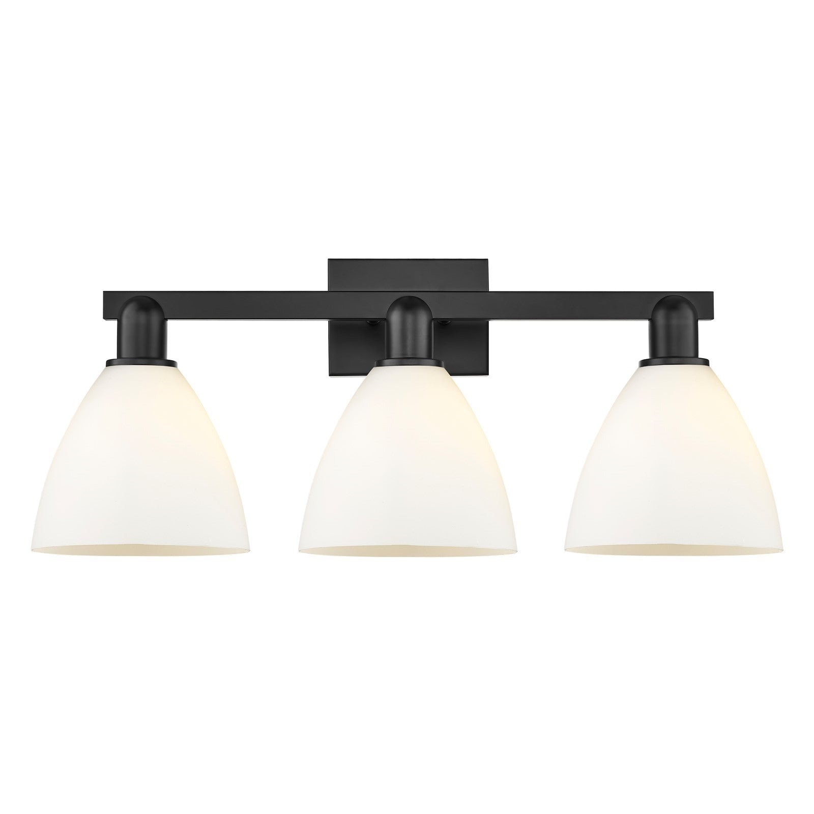 Innovations Bristol 27in 3-Light Bath Vanity Light | Industrial Matte Black Steel and Matte White Glass | Bathroom Vanity | 26.5 | Model 716-3W-BK-GBD-751