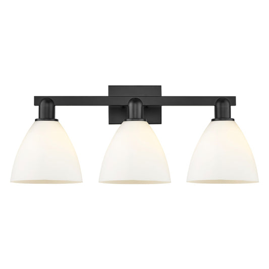 Innovations Bristol 27in 3-Light Bath Vanity Light | Industrial Matte Black Steel and Matte White Glass | Bathroom Vanity | 26.5 | Model 716-3W-BK-GBD-751