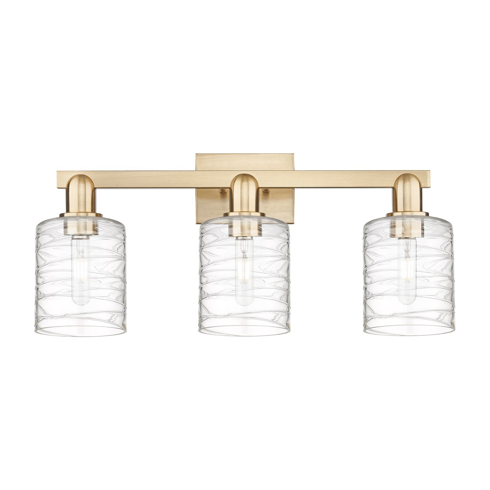 Innovations Cobbleskill 24in 3-Light Bath Vanity Light | Industrial Champagne Bronze Steel and Deco Swirl Clear Glass | Bathroom | Model 716-3W-CB-G1113