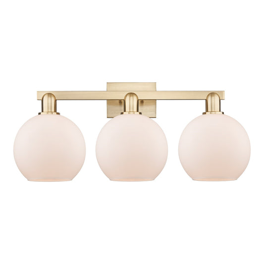 Innovations Athens 27in 3-Light Bath Vanity Light | Industrial Champagne Bronze Steel and Matte White Glass | Bathroom Vanity | Model 716-3W-CB-G121-8