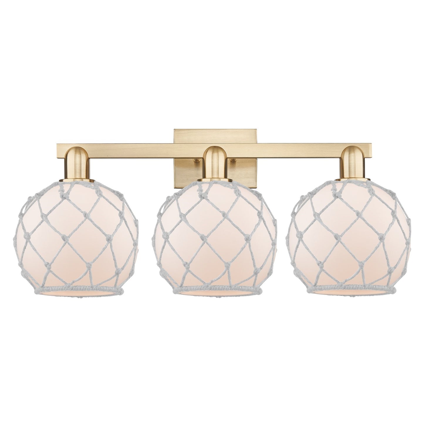 Innovations Farmhouse Rope 27in 3-Light Bath Vanity | Industrial Champagne Bronze Steel and Cast Brass with White Frosted Glass | Model 716-3W-CB-G121-8RW