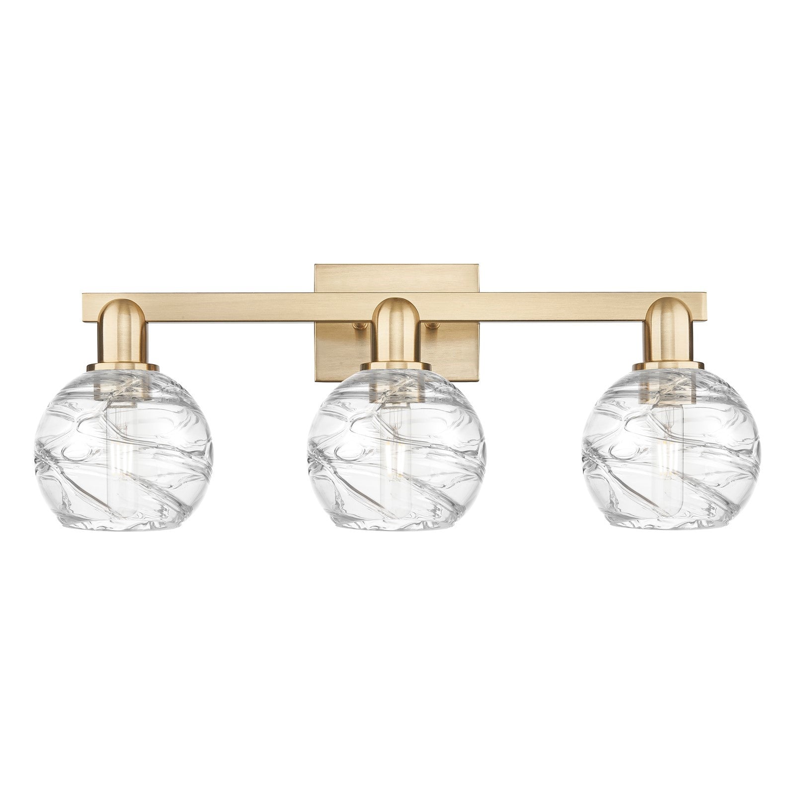 Innovations Athens Deco Swirl 26in 3-Light Bath Vanity | Industrial Champagne Bronze Steel and Clear Deco Swirl Glass | Model 716-3W-CB-G1213-6CL