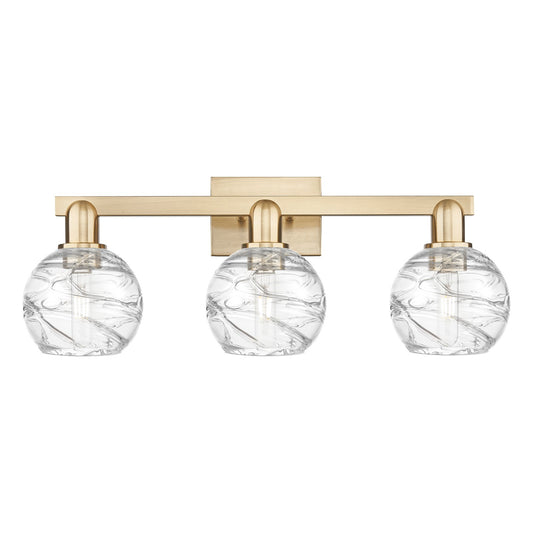 Innovations Athens Deco Swirl 26in 3-Light Bath Vanity | Industrial Champagne Bronze Steel and Clear Deco Swirl Glass | Model 716-3W-CB-G1213-6CL