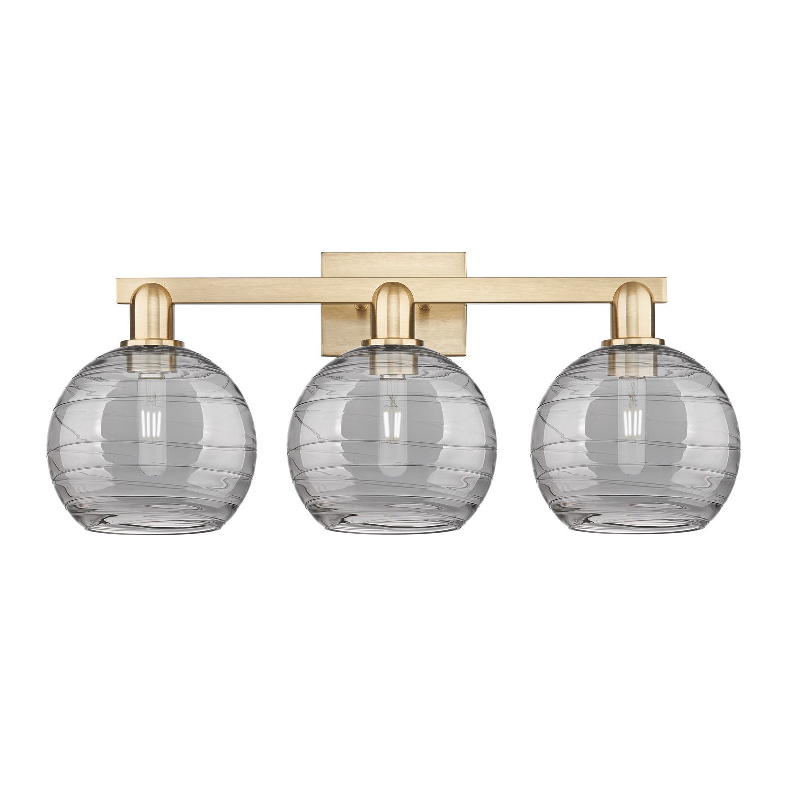 Innovations Athens Deco Swirl 27in 3-Light Bath Vanity Light | Industrial Champagne Bronze Steel and Cast Brass with Light | Model 716-3W-CB-G1213-8SM