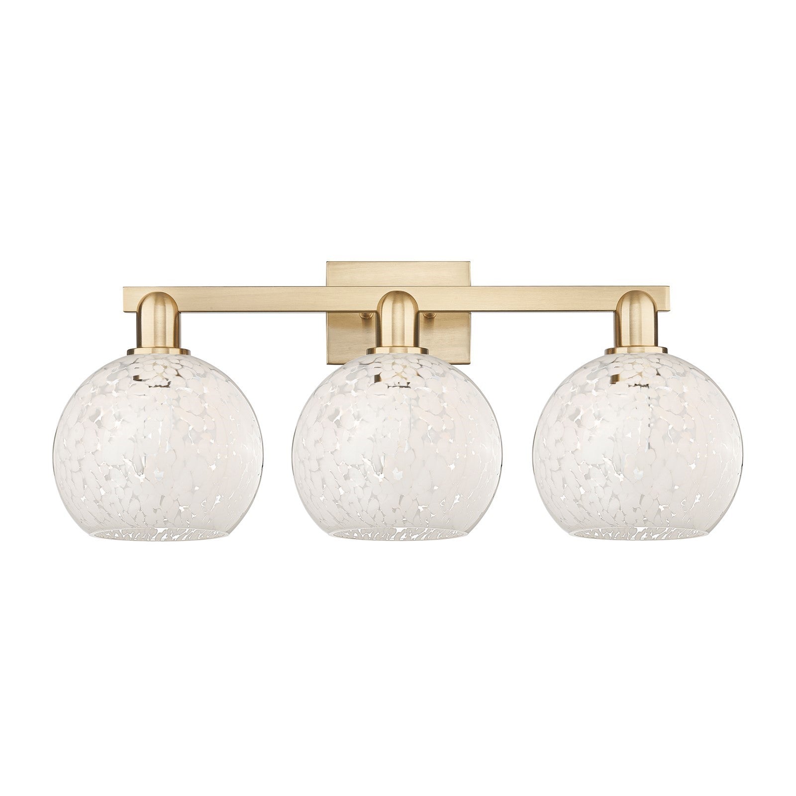 Innovations White Mouchette 27in 3-Light Bath Vanity | Industrial Champagne Bronze Steel and White Mouchette Glass | Bathroom | Model 716-3W-CB-G1216-8WM