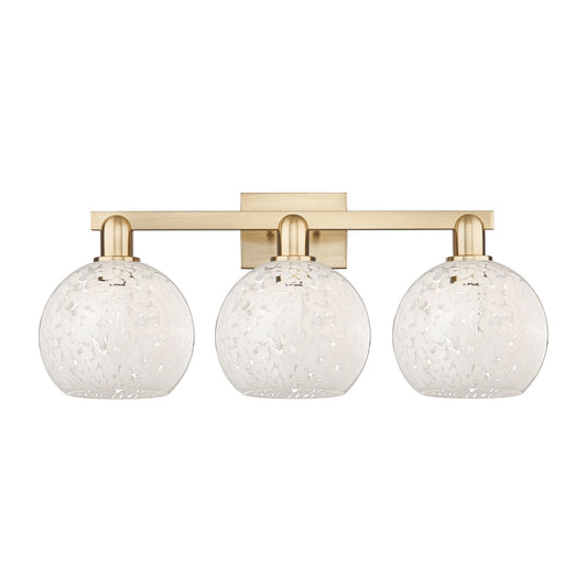 Innovations White Mouchette 27in 3-Light Bath Vanity | Industrial Champagne Bronze Steel and White Mouchette Glass | Bathroom | Model 716-3W-CB-G1216-8WM