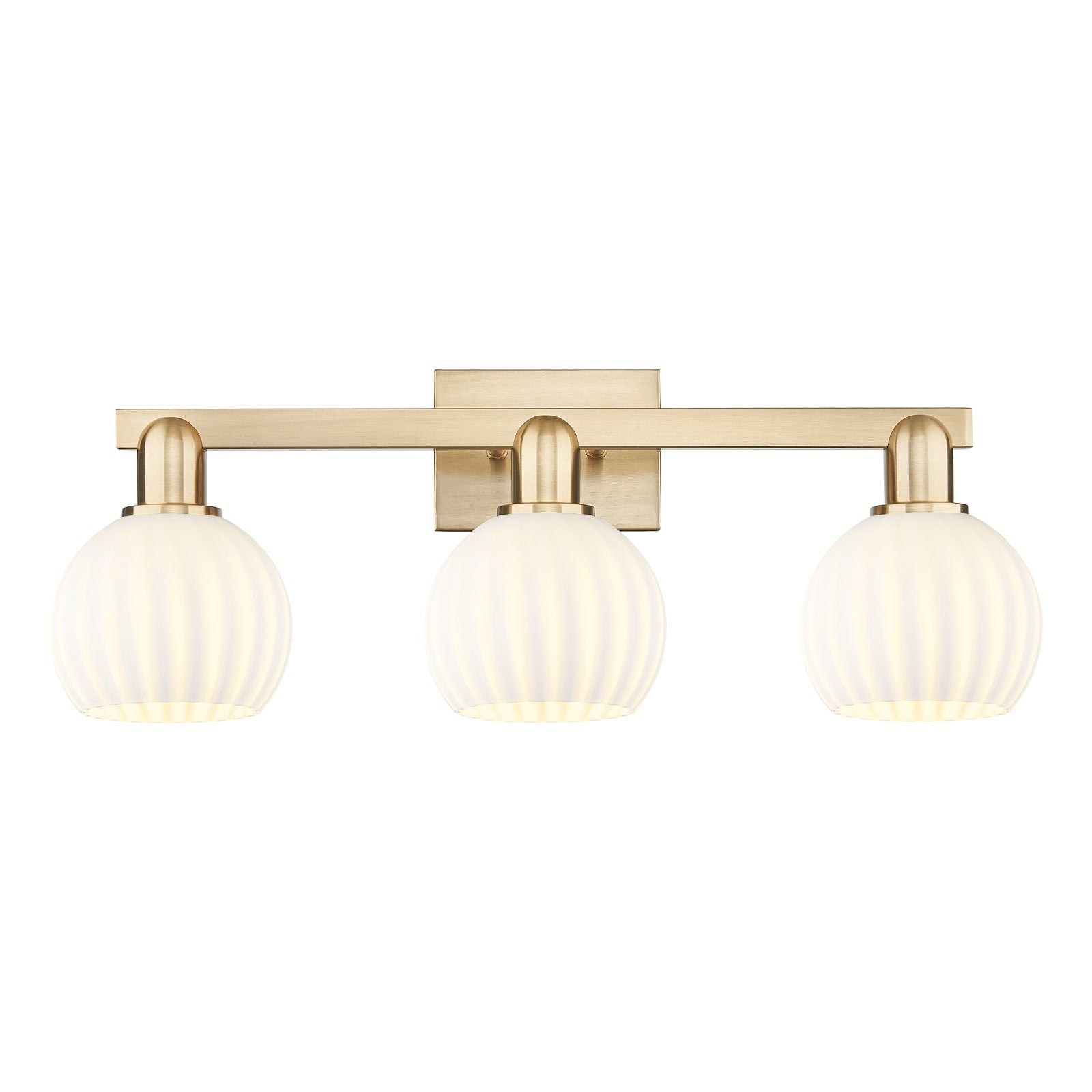 Innovations Arcadia 25in 3-Light Bath Vanity Light | Industrial Champagne Bronze Steel and White Venetian Glass | Bathroom | Model 716-3W-CB-G1217-6WV