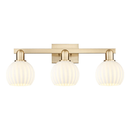 Innovations Arcadia 25in 3-Light Bath Vanity Light | Industrial Champagne Bronze Steel and White Venetian Glass | Bathroom | Model 716-3W-CB-G1217-6WV