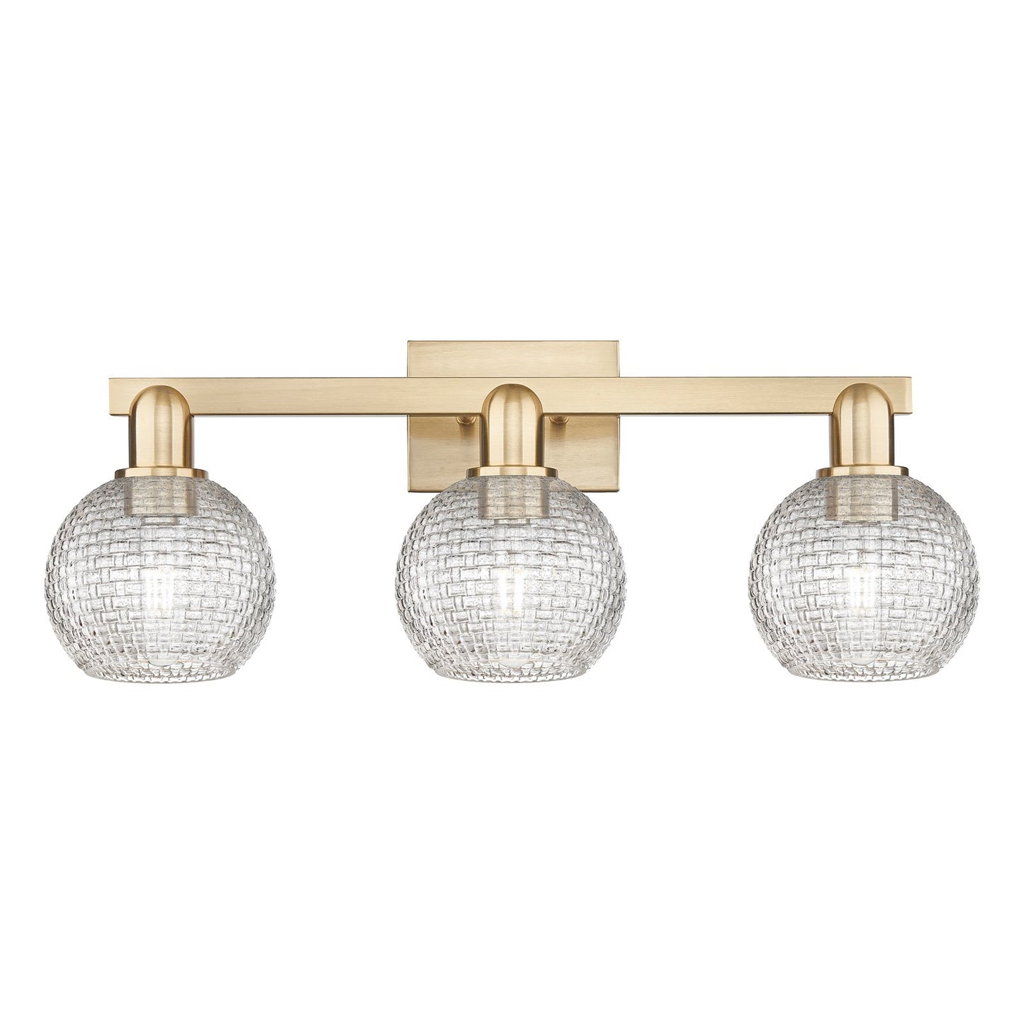 Innovations Athens 25in 3-Light Bath Vanity Light | Industrial Champagne Bronze Steel and Clear Basket Weave Glass | Bathroom | Model 716-3W-CB-G122C-6CL