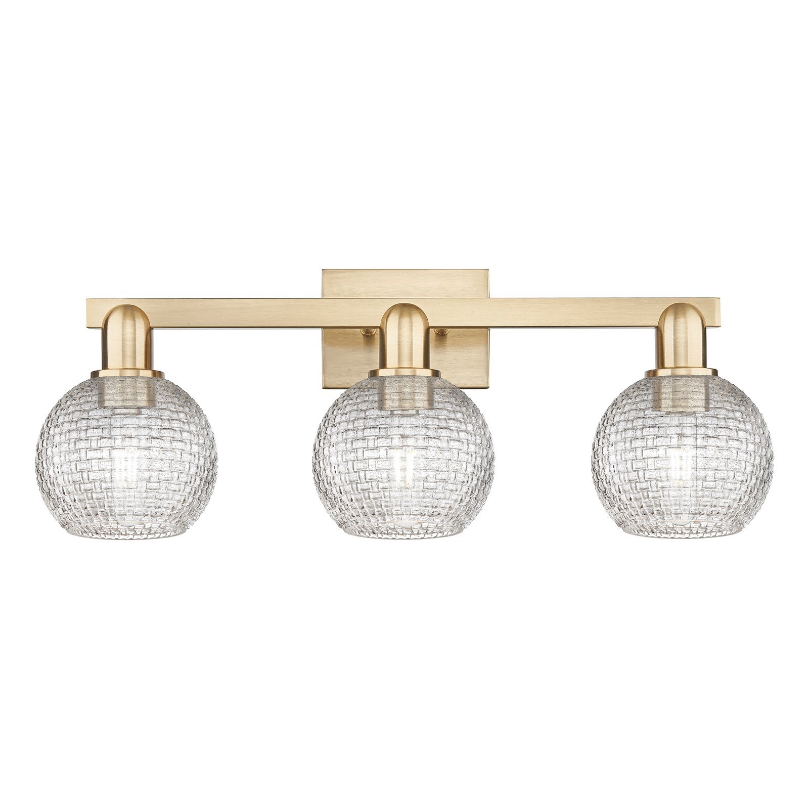 Innovations Athens 25in 3-Light Bath Vanity Light | Industrial Champagne Bronze Steel and Clear Basket Weave Glass | Bathroom | Model 716-3W-CB-G122C-6CL