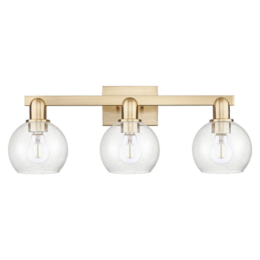 Innovations Athens 25in 3-Light Bath Vanity Light | Industrial Champagne Bronze Steel and Seedy Glass | Bathroom Vanity Lighting | Model 716-3W-CB-G124-6