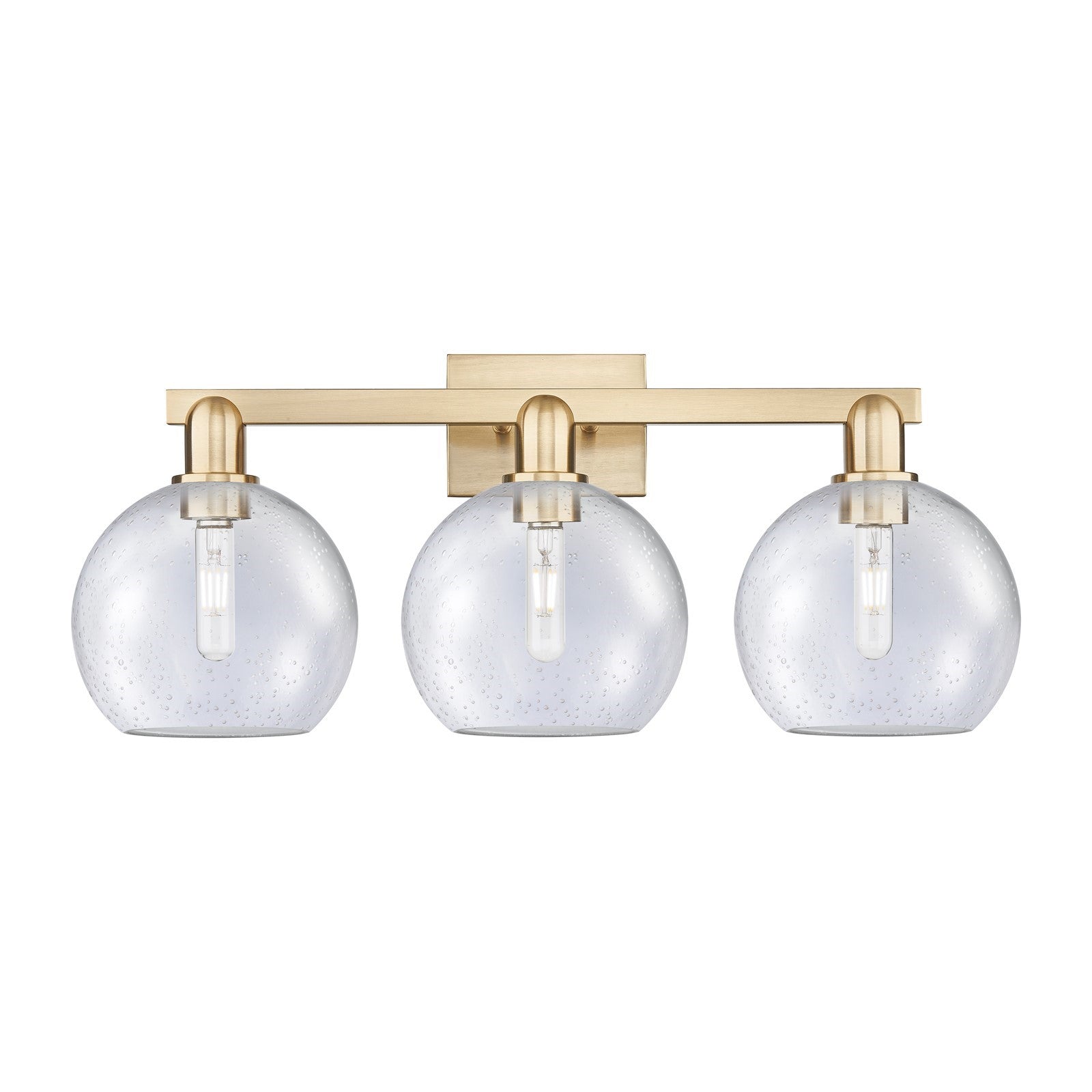 Innovations Athens 27in 3-Light Bathroom Vanity Light | Industrial Champagne Bronze Steel and Seedy Glass | Bathroom Vanity & | Model 716-3W-CB-G124-8