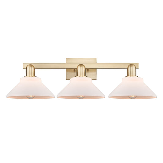 Innovations Orwell 27in 3-Light Bath Vanity Light | Industrial Champagne Bronze Steel and Matte White Glass | Bathroom Vanity | Model 716-3W-CB-G131