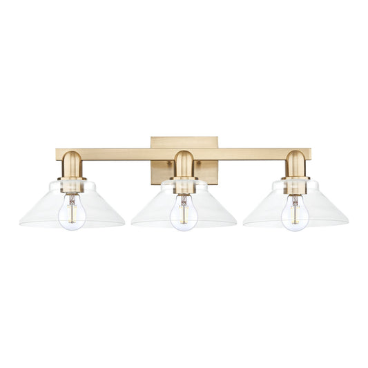 Innovations Orwell 27in 3-Light Bath Vanity Light | Industrial Champagne Bronze Steel and Clear Glass | Bathroom Vanity & Powder | Model 716-3W-CB-G132