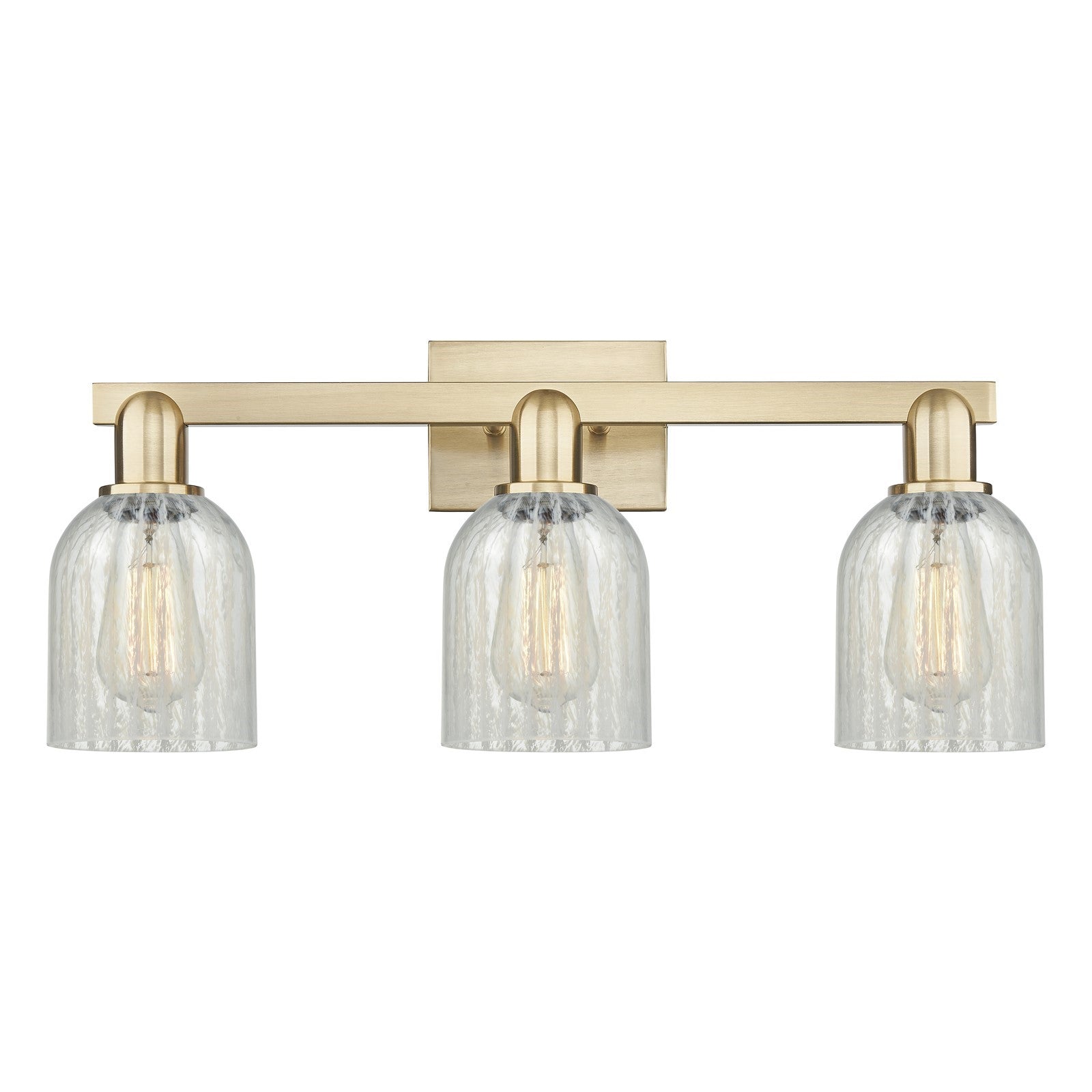 Innovations Caledonia 24in 3-Light Bath Vanity Light | Industrial Champagne Bronze Steel and Mouchette Glass | Damp-Rated Bathroom | Model 716-3W-CB-G2511