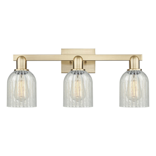 Innovations Caledonia 24in 3-Light Bath Vanity Light | Industrial Champagne Bronze Steel and Mouchette Glass | Damp-Rated Bathroom | Model 716-3W-CB-G2511
