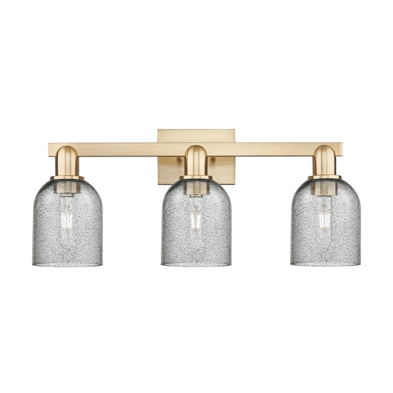 Innovations Caledonia 24in 3-Light Bath Vanity Light | Industrial Champagne Bronze Steel and Charcoal Glass | Bathroom Vanity & | Model 716-3W-CB-G257