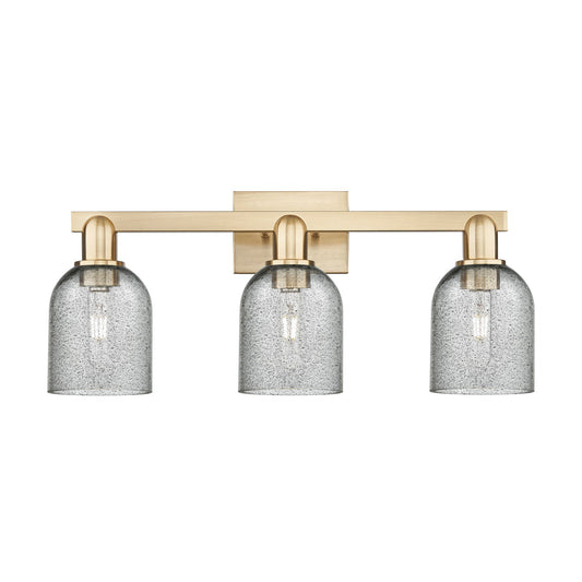 Innovations Caledonia 24in 3-Light Bath Vanity Light | Industrial Champagne Bronze Steel and Charcoal Glass | Bathroom Vanity & | Model 716-3W-CB-G257