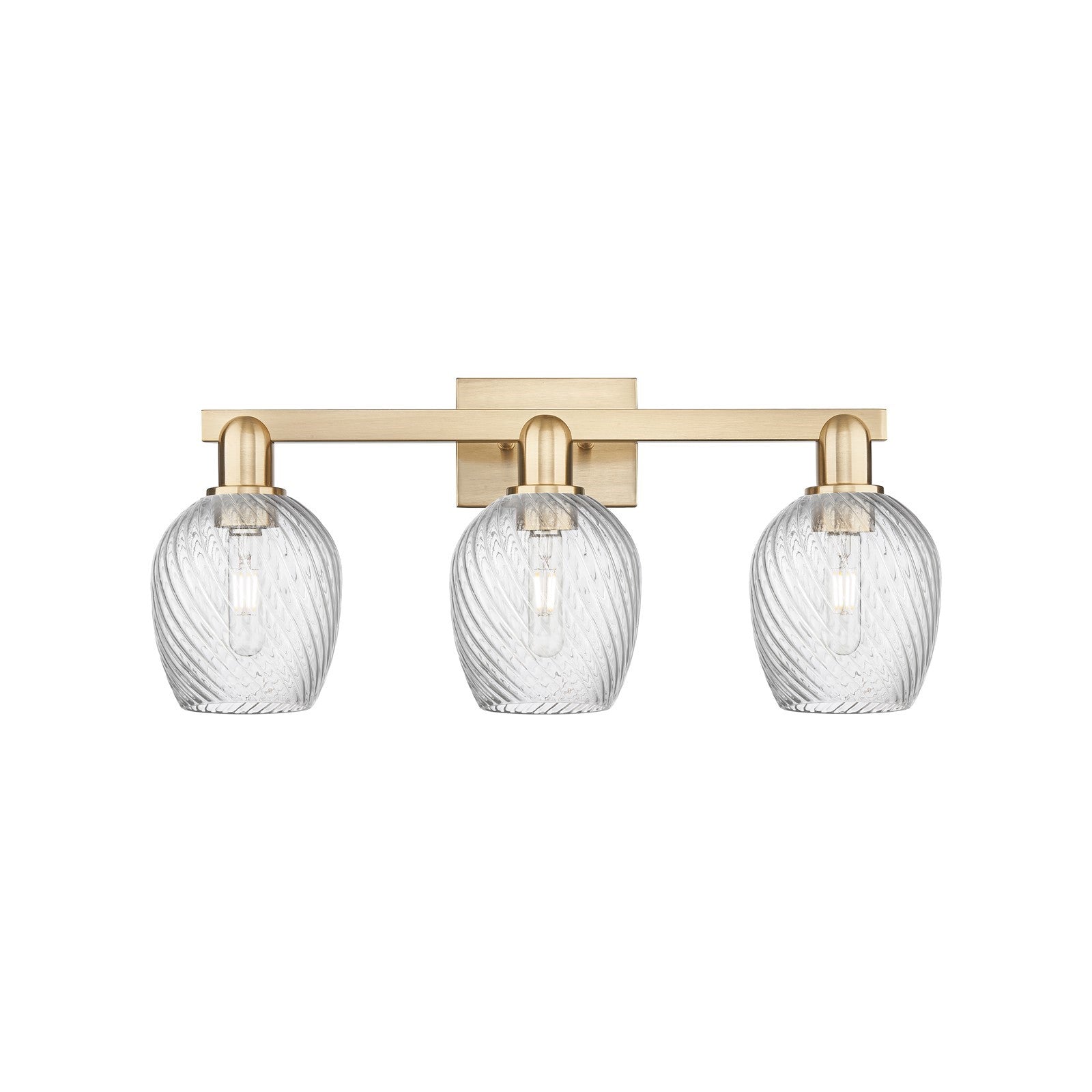 Innovations Salina 25in 3-Light Bath Vanity Light | Industrial Champagne Bronze Steel and Clear Spiral Fluted Glass | Bathroom | Model 716-3W-CB-G292