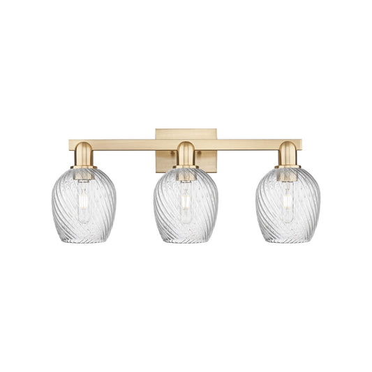 Innovations Salina 25in 3-Light Bath Vanity Light | Industrial Champagne Bronze Steel and Clear Spiral Fluted Glass | Bathroom | Model 716-3W-CB-G292