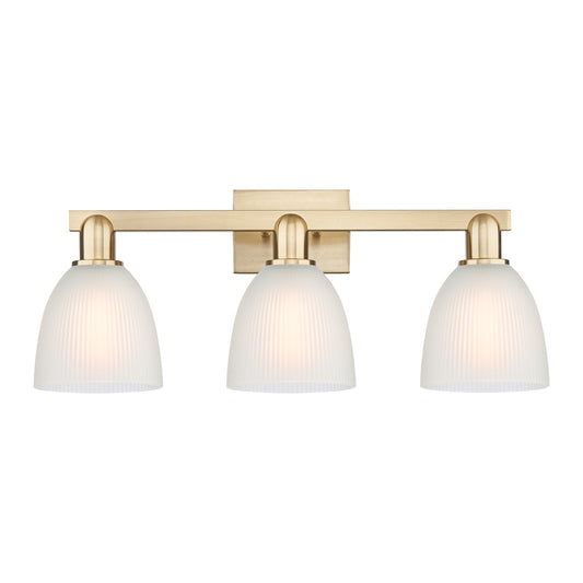 Innovations Castile 25in 3-Light Bath Vanity Light | Industrial Champagne Bronze Steel and White Glass | Bathroom Vanity | 25 x | Model 716-3W-CB-G381