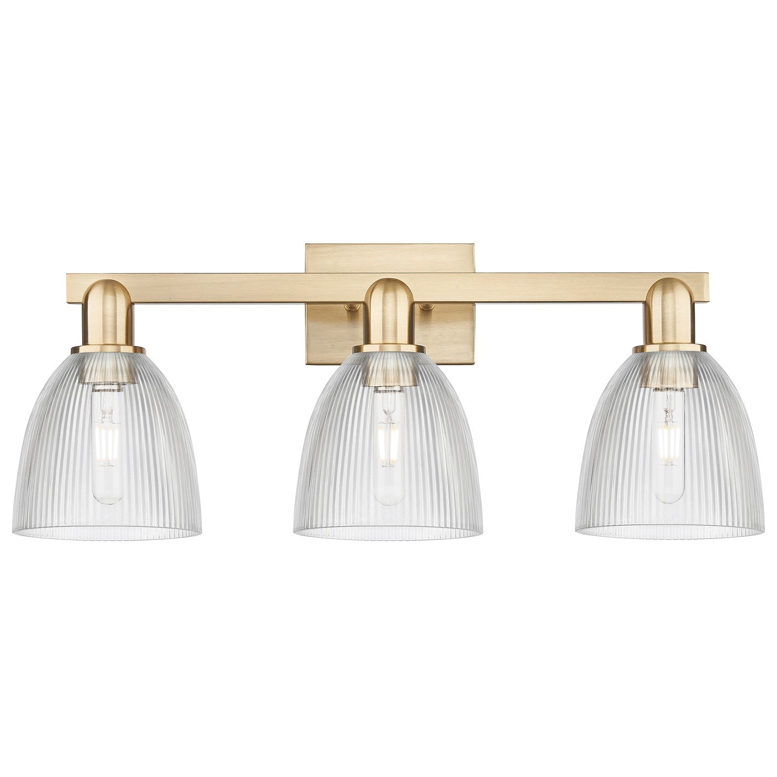 Innovations Castile 25in 3-Light Bath Vanity Light | Industrial Champagne Bronze Steel and Clear Glass | Bathroom Vanity & Powder | Model 716-3W-CB-G382