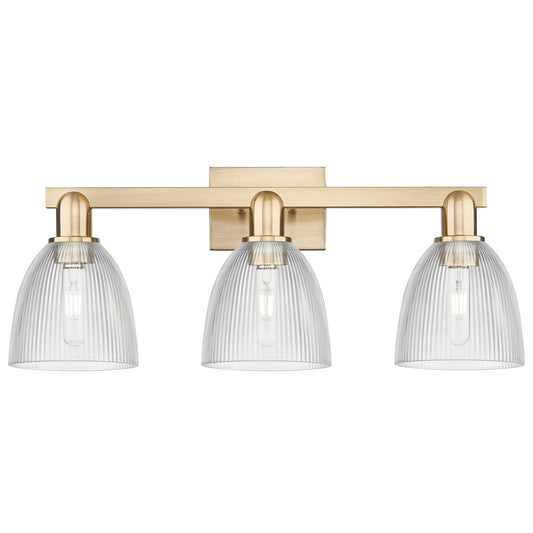 Innovations Castile 25in 3-Light Bath Vanity Light | Industrial Champagne Bronze Steel and Clear Glass | Bathroom Vanity & Powder | Model 716-3W-CB-G382