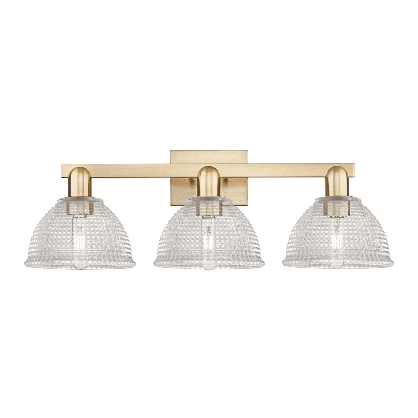 Innovations Arietta 27in 3-Light Bath Vanity Light | Industrial Champagne Bronze Steel and Clear Glass | Bathroom Vanity & Powder | Model 716-3W-CB-G422