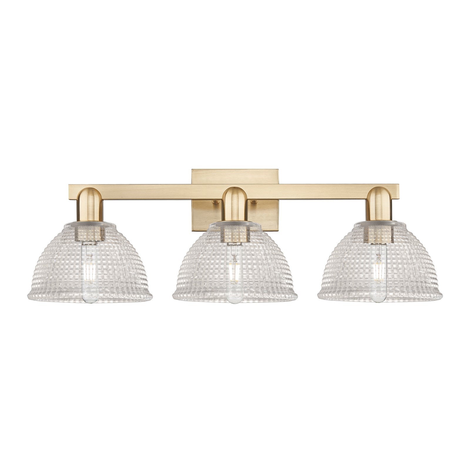 Innovations Arietta 27in 3-Light Bath Vanity Light | Industrial Champagne Bronze Steel and Clear Glass | Bathroom Vanity & Powder | Model 716-3W-CB-G422