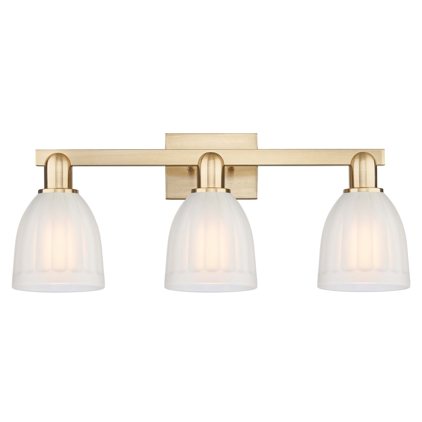 Innovations Brookfield 25in 3-Light Bath Vanity Light | Industrial Champagne Bronze Steel and White Ribbed Glass | Bathroom Vanity | Model 716-3W-CB-G441