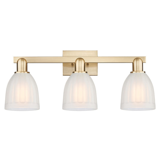 Innovations Brookfield 25in 3-Light Bath Vanity Light | Industrial Champagne Bronze Steel and White Ribbed Glass | Bathroom Vanity | Model 716-3W-CB-G441