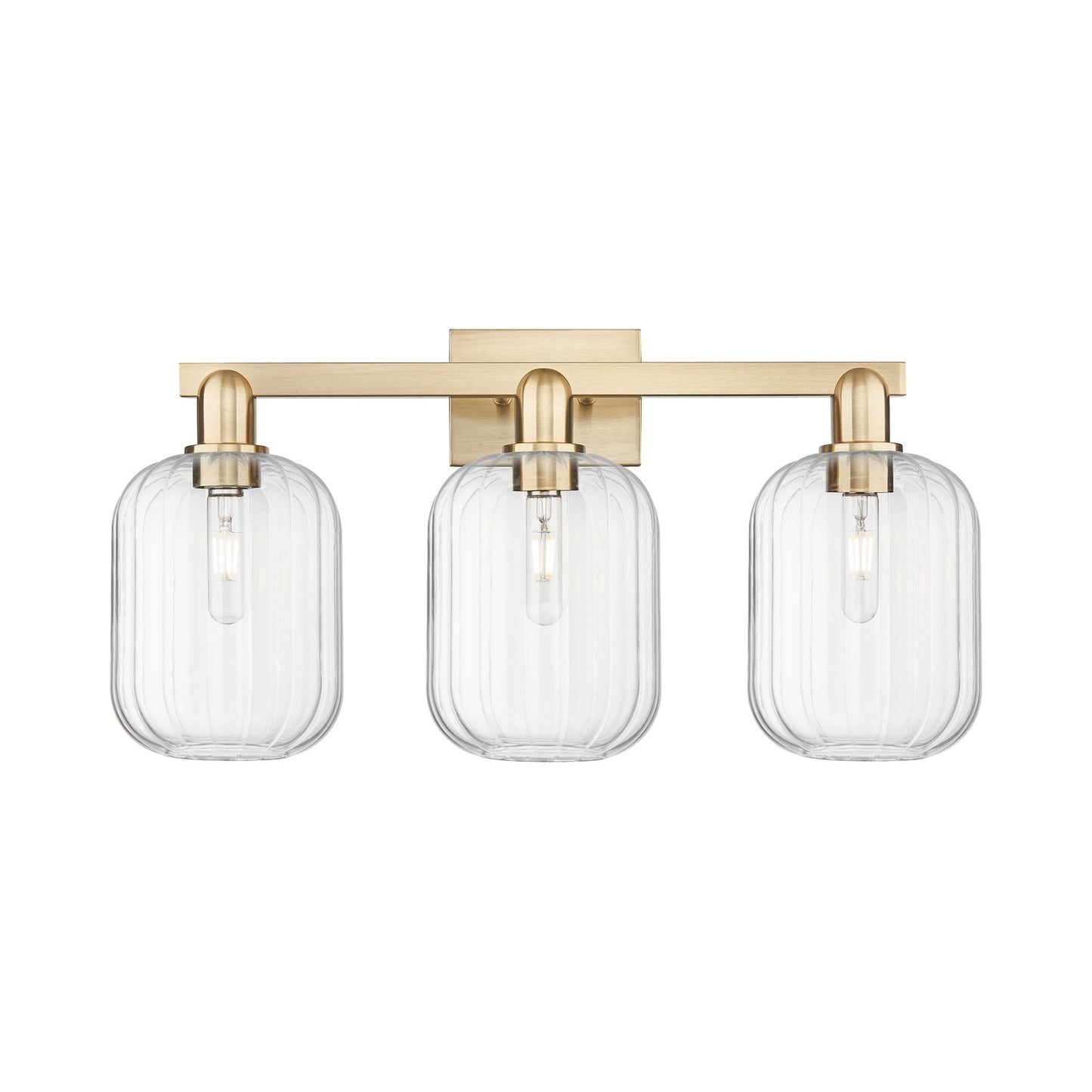 Innovations Preston Cylinder 26in 3-Light Bath Vanity | Industrial Champagne Bronze Steel and Clear Glass | Bathroom Vanity | Model 716-3W-CB-G460-7CL