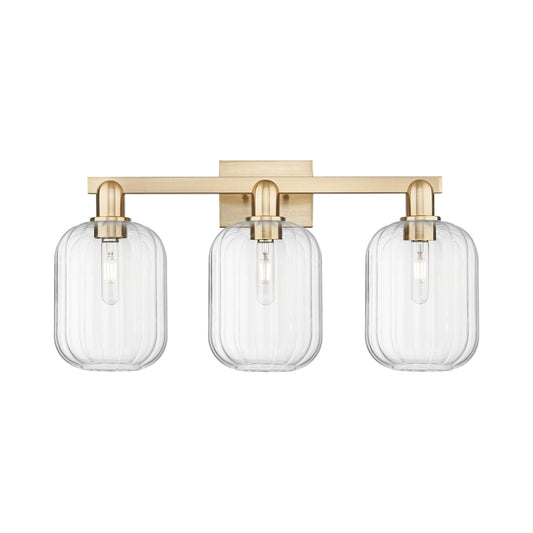 Innovations Preston Cylinder 26in 3-Light Bath Vanity | Industrial Champagne Bronze Steel and Clear Glass | Bathroom Vanity | Model 716-3W-CB-G460-7CL