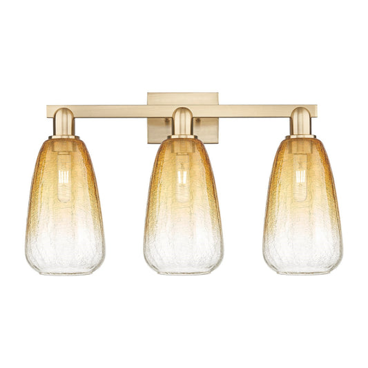 Innovations Brookhaven Almond 25in 3-Light Bath Vanity Light | Industrial Champagne Bronze Steel and Amber Glass | Bathroom | Model 716-3W-CB-G480-6AM