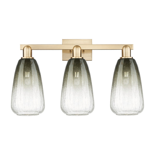 Innovations Brookhaven Almond 26in 3-Light Bath Vanity Light | Industrial Champagne Bronze Steel and Slate Glass | Bathroom | Model 716-3W-CB-G480-6SL